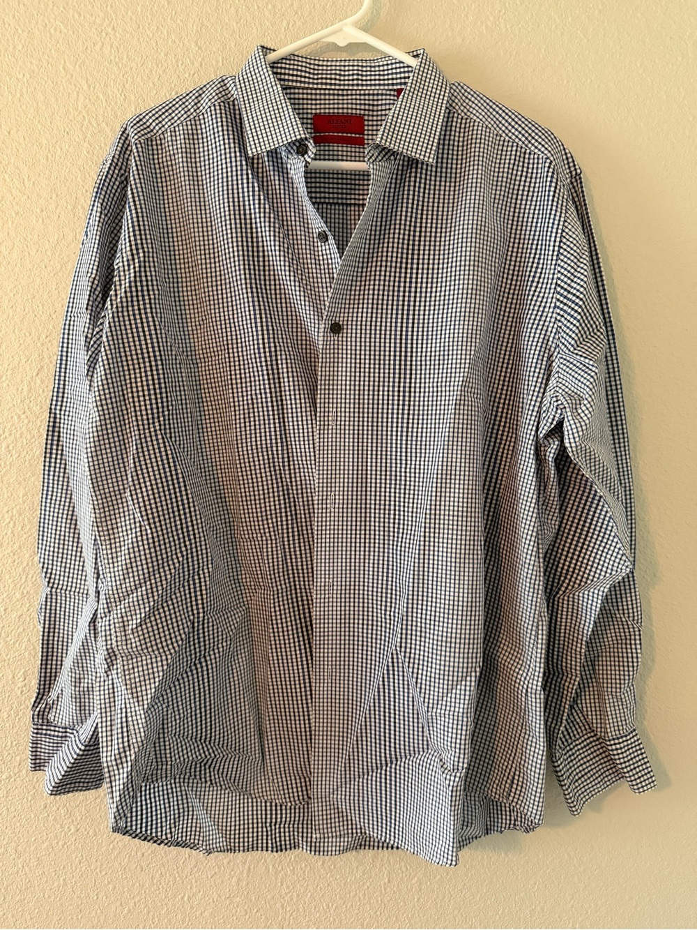 Alfani Navy and White Dress Shirt